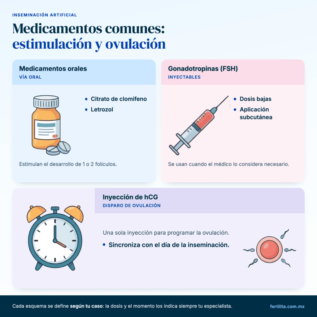 Infografia de medicamentos que se usan antes de la inseminación